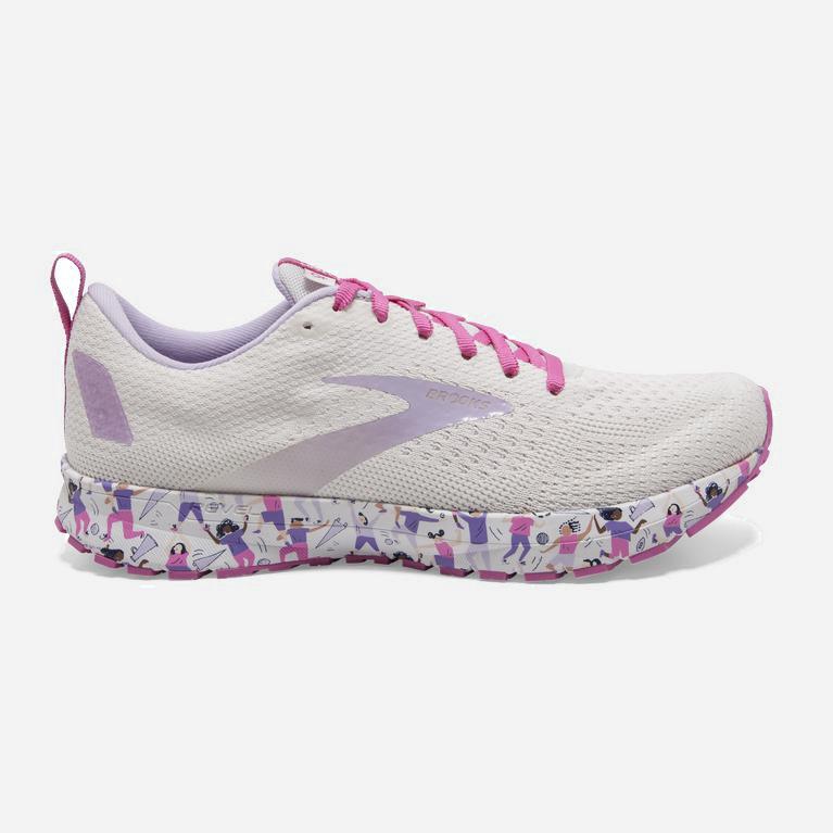 Brooks Revel 4 Womens Road Running Shoes - White/Lilac/Pink - Philippines (491308UAV)